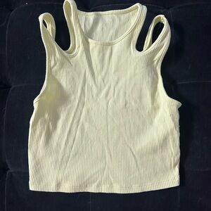 American Eagle Outfitters Light Yellow Ribbed Tank Top